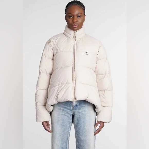 Balenciaga Beige Down Puffer Jacker US2